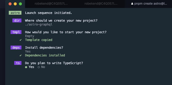 Installing Astro and creating a new project